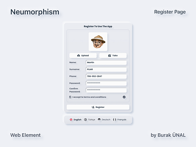 Neumorphism - Register Page neumorphism ui ux web design website