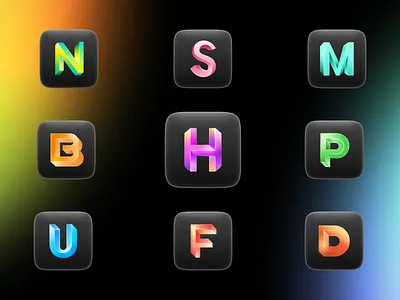 Letter's Logo Set design gradient letter isometric letter logo