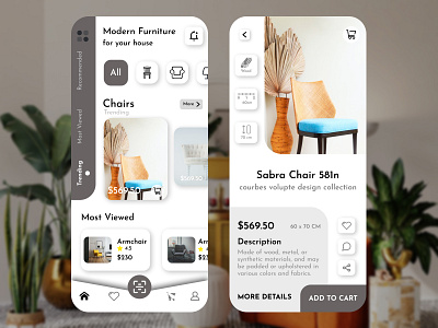 Modern Furniture Mobile UI Design 3d abode animation branding designer figma furniture ui design google graphic design logo mobile ui design modern ui design motion graphics photoshop ui uiux design