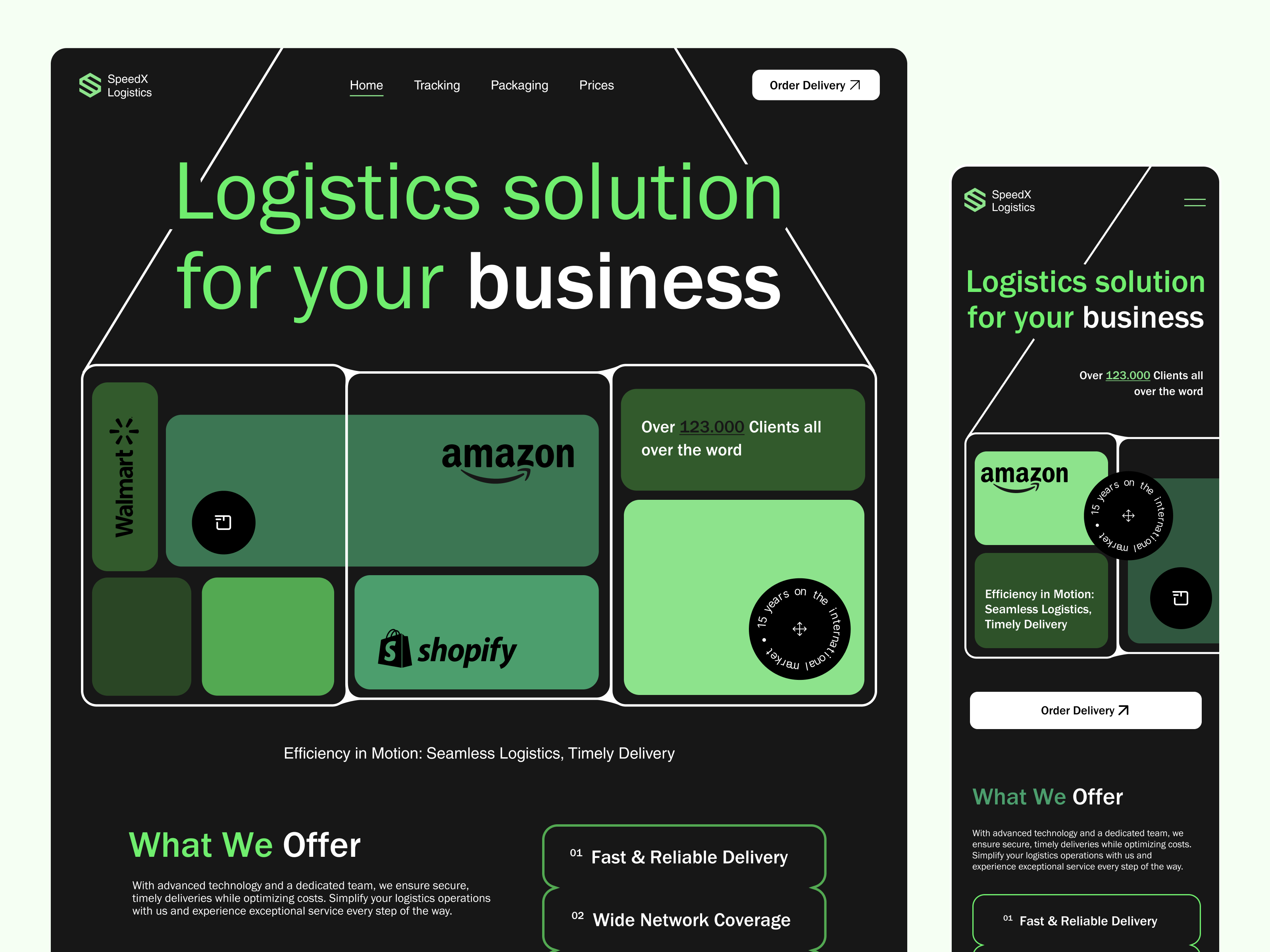 Logistics Company Main Page business delivery dribbble landing page logistics minimalistic mobile site modern service site startup ux uxui webdesign website