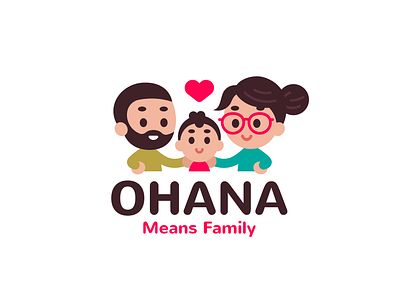 Family Logo - Hoana! branding cartoon children cute dad digital family flat funny graphic design illustration kid kids logo love mascot mother ohana parents vector
