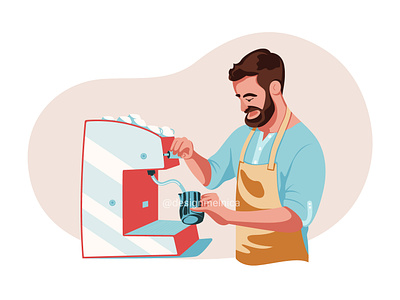 Barista making coffee Illustration adobe illustrator barista cafe catering business character coffe shop coffee coffee business coffee house coffee machine cup illustration make coffee male man person service vector vector illustration vectorart