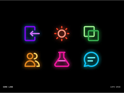 Neon Lights - Core Line Icons branding design flat icons illustration illustrator logo minimal neon ui vector web