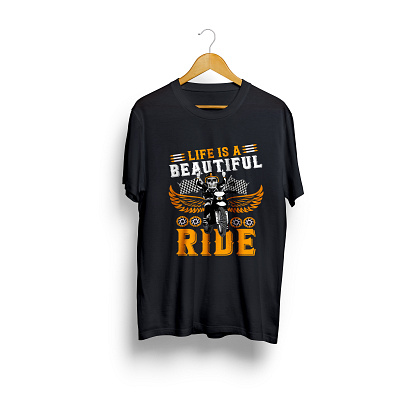 Bike t-shirt design. bike bike t shirt design graphic design life is a beautiful ride motorbike motorbike t shirt t shirt design typography t shirt vector wing