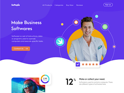 Softopie Landing Page UI design. business deshboard design homepage interfacedesign landingpage product soft software template theme ui uidesign uikits uiux userinterface ux uxdesign web website