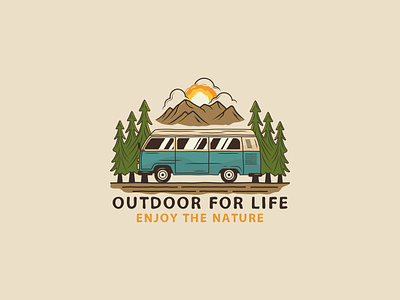 Vintage Van Outdoor T Shirt Design design graphic design tshirt vector