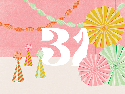 31st Birthday 31 animation birthday party party hat streamers typography