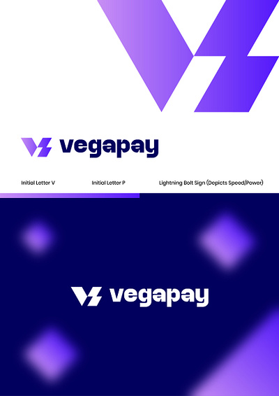 VegaPay - Logo Design bank bolt brand brand identity branding concept design finance flat logo logo design logo designer minimal pay payment speed startup symbol technology