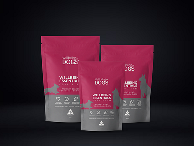 Wellbeing Dogs food package 3d mockup 3d branding design figma graphic design mockup photoshop