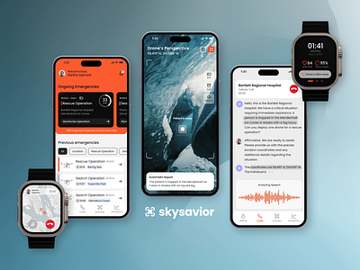 SkySavior - Mobile App Concept ai animation app applewatch branding design drone dronetechnology emergencyresponse figma graphic design health logo mobile mobileapp product productdesign ui ux uxui