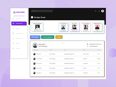 Team Members Listing Page ui