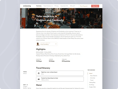 Travel Itinerary for Enchanting Travels itinerary travel ui web