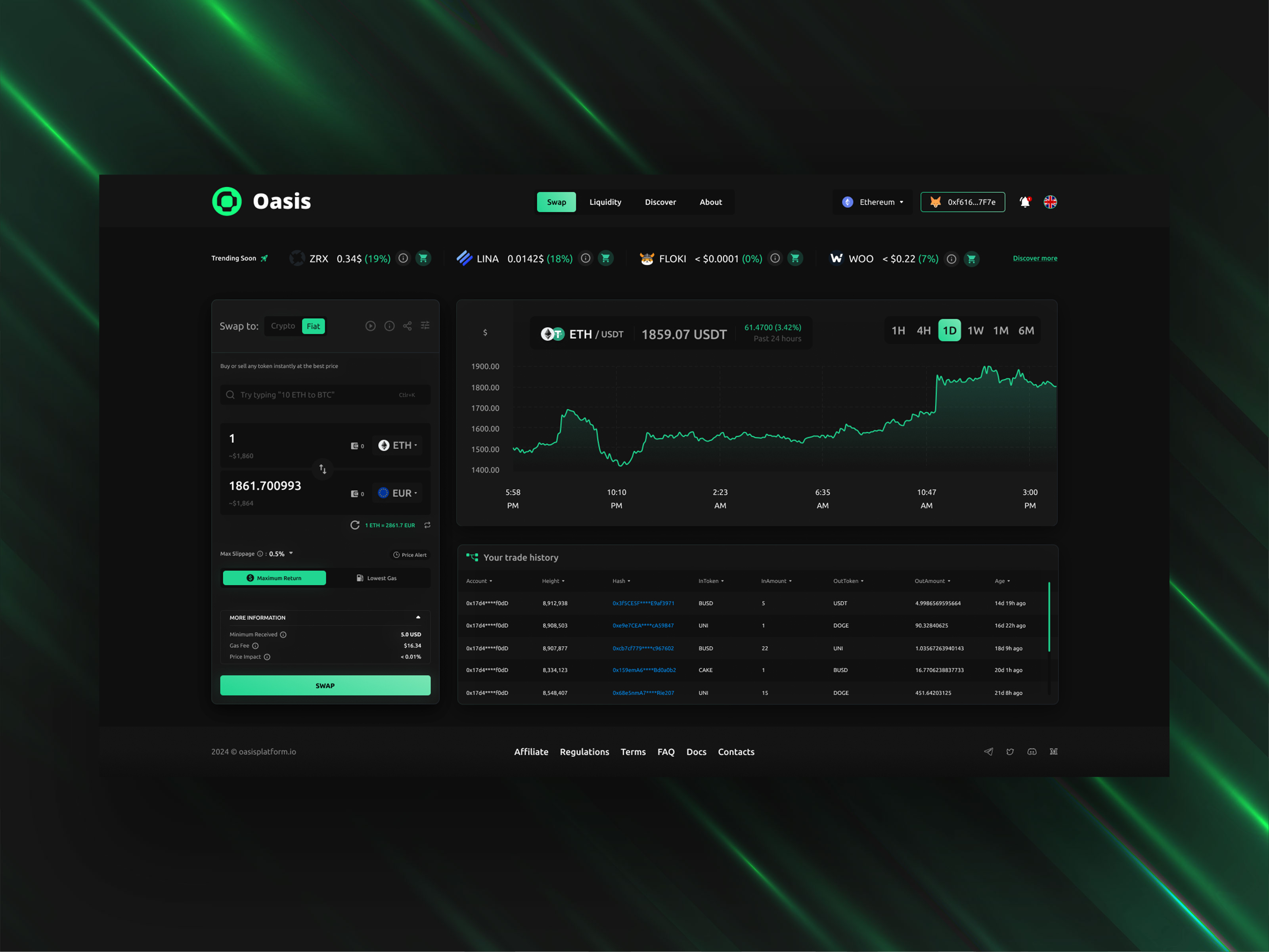 Swap Page for Crypto Wallet & DEX Liquidity Platform Dashboard banking crypto cryptocurrency dapp dashboard defi dex exchange extej finance financial app fintech saas swap trading ui ux wallet web app web design web3