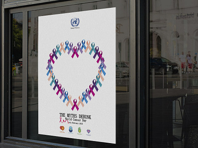 Poster title: THE MYTHS DEBUNK cancer graphic design graphic designer poster the world health organization united nations who world cancer day