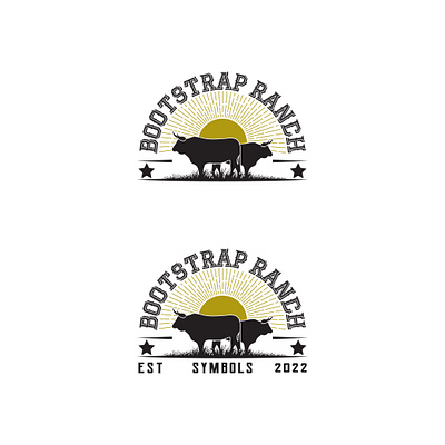 farm logo design art branding cow design digitalart farm graphic design illustration logo logodesign oldschool sun vector vintage western