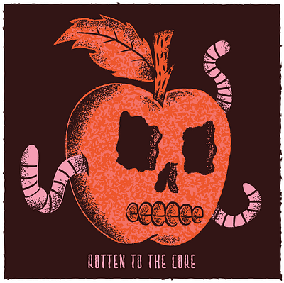 Rotten to the Core apple editorial editorial illustration illustration punk rotten rotten to the core texture worms