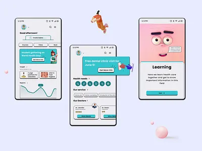 Health care app for students (free) 3d 3d design app doctors health health care app mobile app ui ux