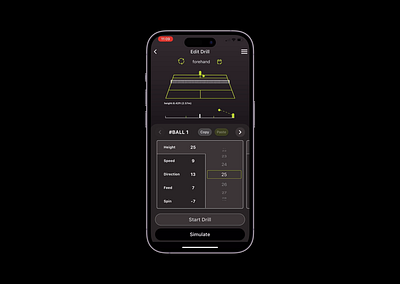 Titan App: Custom Ball Feed Drills app ball machine design drill ios native app product design tech tennis ui ux