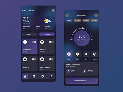 Smart Home app bhanu ritviz design home screen ui