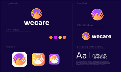 Logo Wecare brand identity branding design gradient graphic design illustrator logo modern