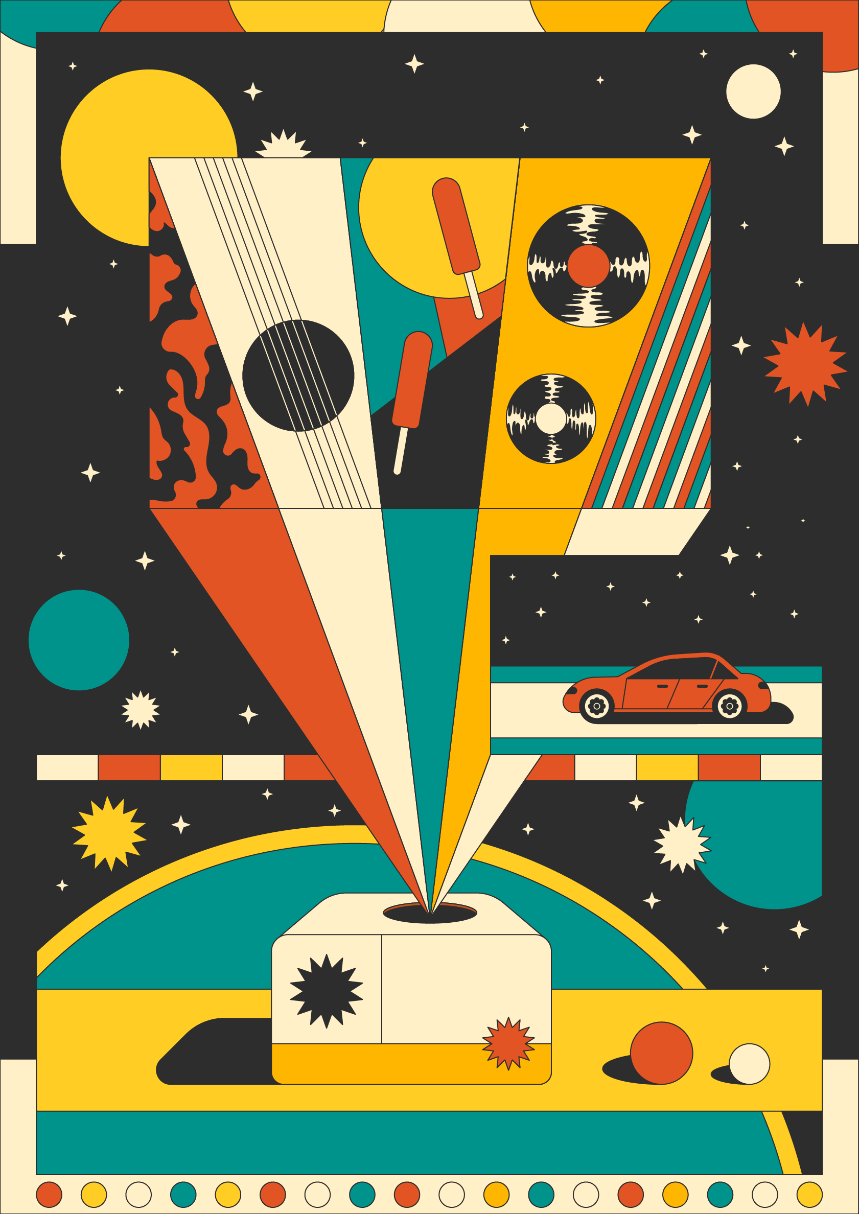 Only Lovers Left Alive Poster 2d abstract adobe illustrator album cover car editorial editorial illustration film flat design flat illustration geomerty illustration movie music night poster poster design projector vector art vector illustration