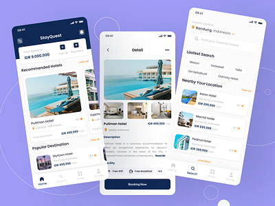 StayQuest - Hotel Booking Mobile App branding design figma mobile travel ui uiux ux