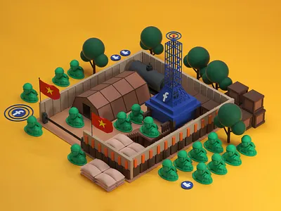 Rest of World - Vietnamese military and Facebook 3d 3dillustration artdirection balance colors design digitalart editorial illustration equlibrium facebook illustration illustrator modeling photoshop shapes vietnam war