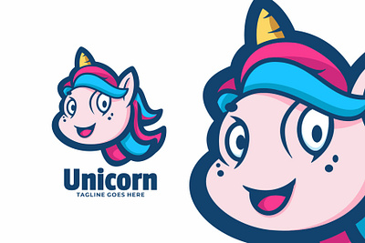 Unicorn animal branding cute mascot design graphic design illustration logo vector