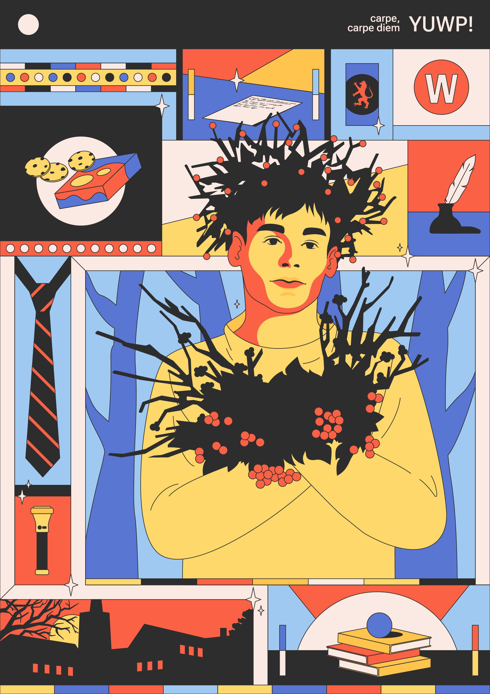 Dead Poets Society Poster 2d adobe illustrator commercial illustration cookies design editorial illustration flat design flat illustration flat portrait geometry graphic design illustration movie palette portrait posters design vector art vector illustration writer yellow