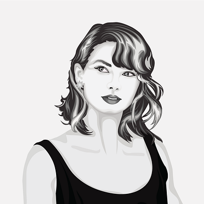 Taylor Swift black and white art black and white design black and white portrait design digital art digital design digital drawing digital illustration digital work draw graphic design illustration vector art vector design vector drawing vector work