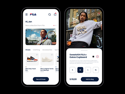 Fila - Store Concept Mobile app app design cart clothing e commerce ecommerce ecommerce mobile fila minimal mobile mobile app mobile shop shoes shop shop aap store store app ui uiux ux