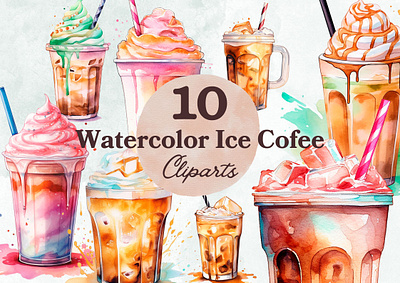 Ice Coffee Watercolor Clip Arts PNG clipart ice coffee illustration png watercolor