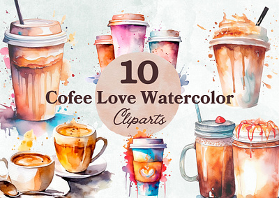 Coffee Love Watercolor PNG clipart coffee illustration png watercolor