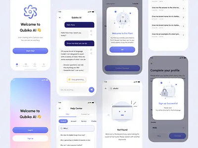QubikoAI- AI Chatbot App UI Design ai ai design aichatbot app artificial intelligence chatbot chatbot mobile app chatgpt chatgpt mobile language app mobile app mobile app ui mobile chatgpt app mobile ui kit openai product design qubikoai ui ui design ui kit