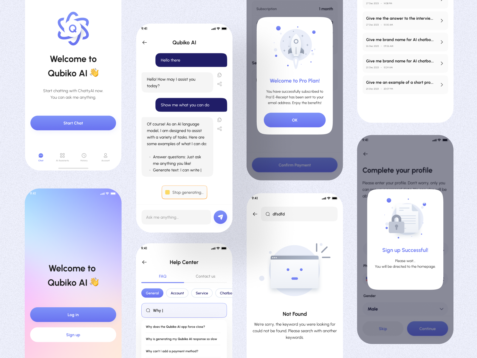 QubikoAI- AI Chatbot App UI Design by Ashikur Rahman for Design Picko ...