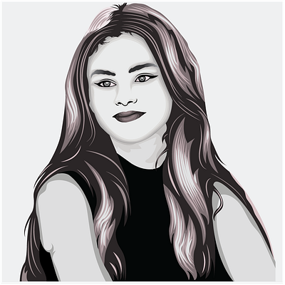 Selena Gomez art black and white art black and white design black and white portrait design digital art digital drawing digital illustration digital work draw graphic design illustration portrait vector art vector work