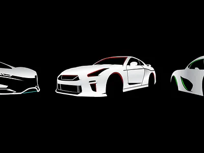 Car collection with different angles vector silhouettes speed