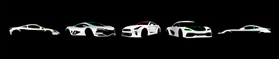 Car collection with different angles vector silhouettes speed