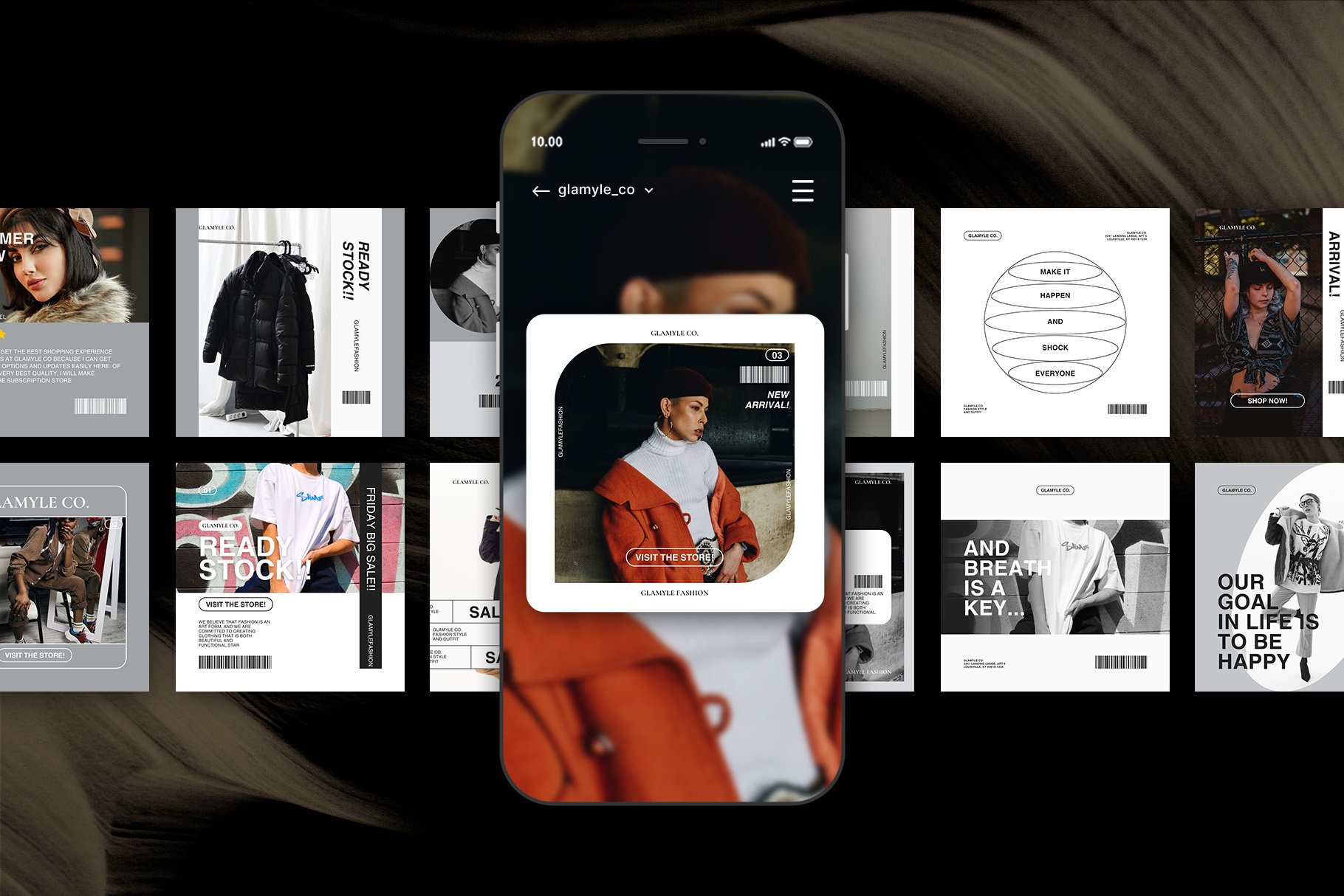 Glamyle co. advertising branding design fashion feminine graphic design instagram post marketing minimal modern product design social media social media post stylist template