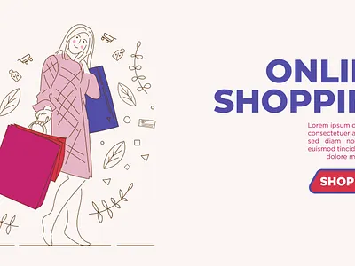 trendy web banner user interface for shopping site percent