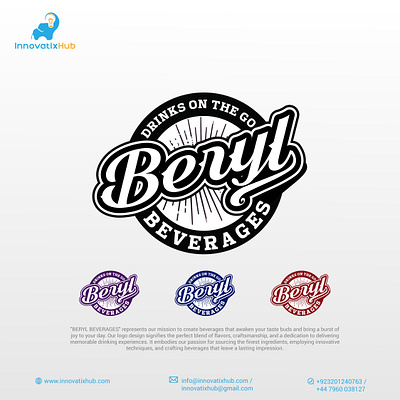 Beverages Logo -BERYL BEVERAGES beverage logo branding design foodlogo illustration juicelogo logo logo mark logodesign minimalist logo needlogo needlogodesign resturantlogo scriptfontlogo symbol typographylogo ui vector