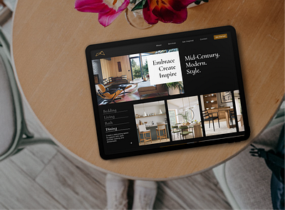 Interior Design dark theme figma furniture interior design ipad pro mid century mid century modern modern tablet web design