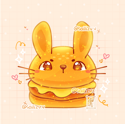 hamburger bunny version Kawaii!! by sailizv.v adorable adorable lovely artwork concept creative cute art design digitalart illustration