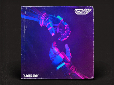 Fantom ’87 - Please Stay 3d 80s album art album cover blender blue design photoshop pink retro synthwave texture typography