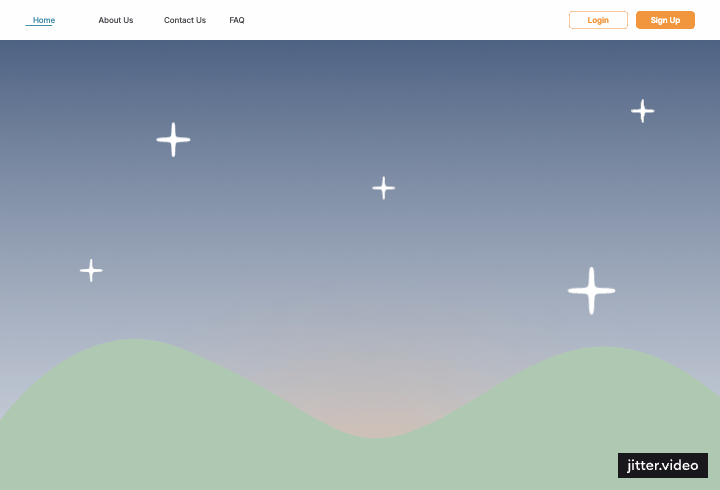 Landing Page Exploration animation jitters ui webpage