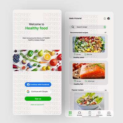 Healthy food app 🥑🥬