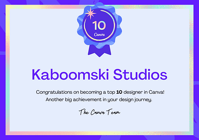Canva Kaboomski Studios Award