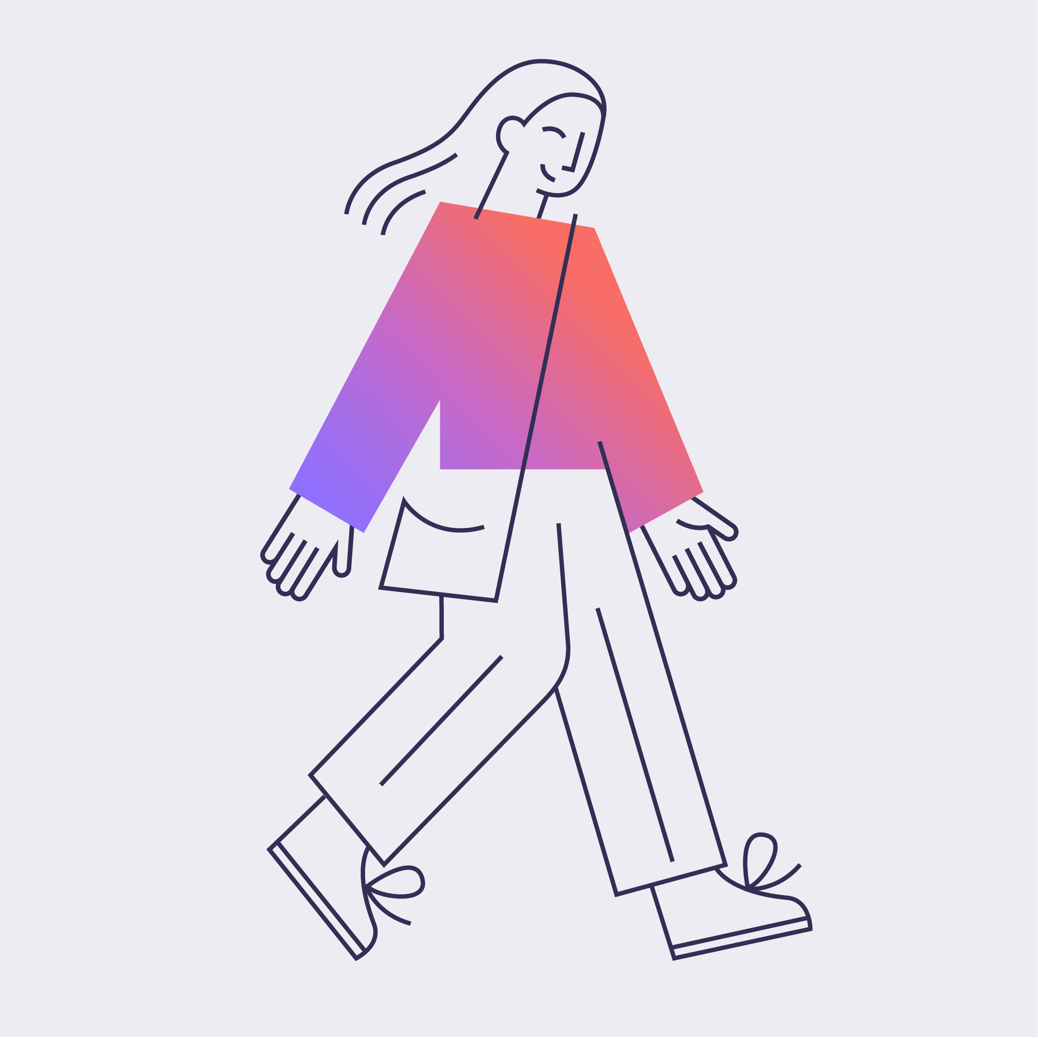 Corporate illustration style for the language school adobe illustrator branding design education flat girl gradient illustration line person pink purple school style vector web website