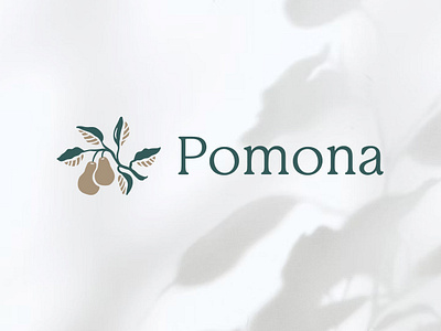 Pomona - Primary Logo brandidentity brandidentitydesign branding brandmark graphic design handdrawn illustration logo logomark pear pomona primarylogo typopgrahy