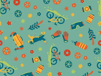 Mountain Biking Pattern bike illustration mountain bikes mountain biking outdoor industry outdoors pattern